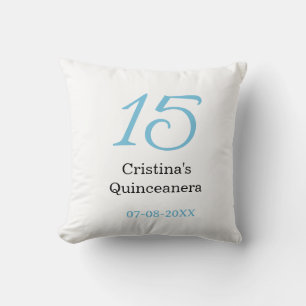 15th quinceanera birthday blue black bold letter n cushion