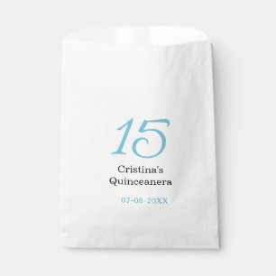 15th quinceanera birthday blue black bold letter n favour bags