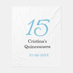 15th quinceanera birthday blue black bold letter n fleece blanket