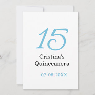 15th quinceanera birthday blue black bold letter n invitation