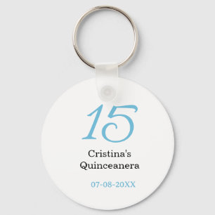 15th quinceanera birthday blue black bold letter n key ring