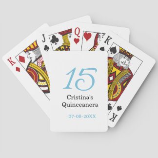 15th quinceanera birthday blue black bold letter n playing cards