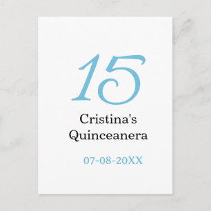 15th quinceanera birthday blue black bold letter n postcard