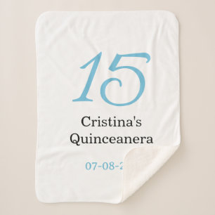 15th quinceanera birthday blue black bold letter n sherpa blanket
