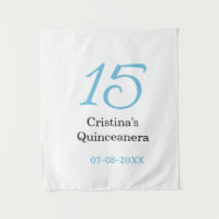15th quinceanera birthday blue black bold letter n