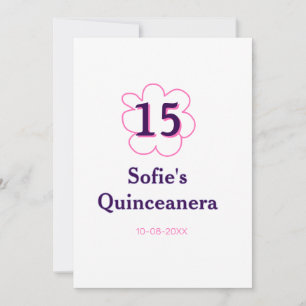 15th quinceanera happy birthday pink purple date invitation