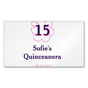 15th quinceanera happy birthday pink purple date magnetic business card