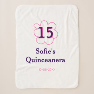 15th quinceanera happy birthday pink purple date sherpa blanket