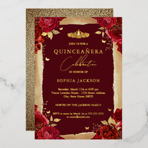15th Red Rose Tiara Quinceanera Birthday