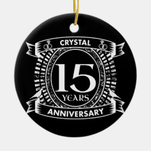 15TH wedding anniversary black and white Ceramic Tree Decoration