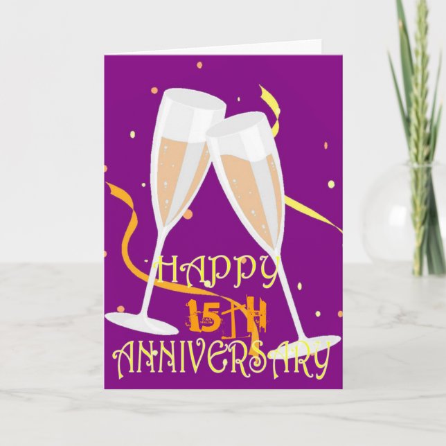 15th wedding anniversary champagne celebration card (Front)