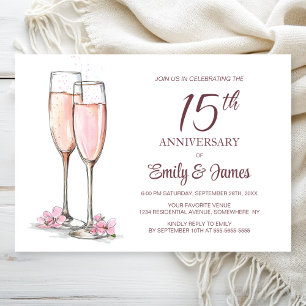 15th Wedding Anniversary Champagne Invitation