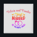 15th Wedding Anniversary Custom Names Magnet<br><div class="desc">Commemorate your fifteenth wedding anniversary with this custom magnet. Personalise the names in red text to your own or the couple who is celebrating this milestone. Great idea for a party favour too!</div>