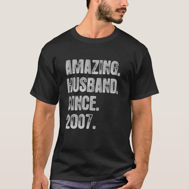 15th Wedding Anniversary For Him Amazing Husband S T-Shirt (Front)