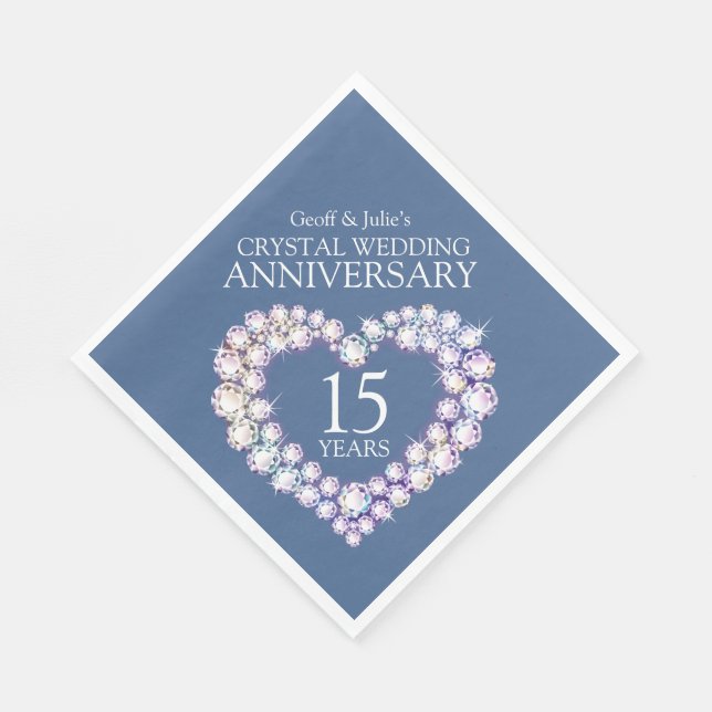 15th Wedding Anniversary heart crystal custom Napkin (Corner)