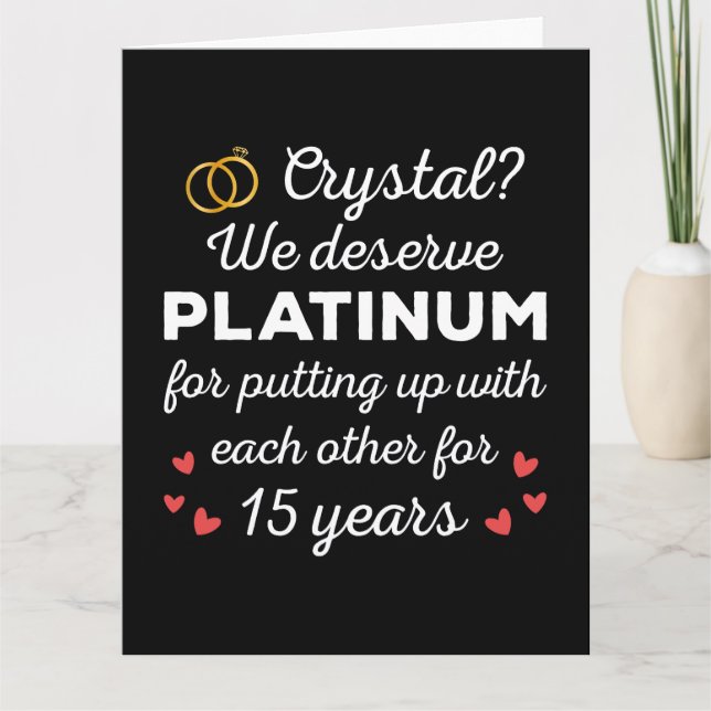 15th Wedding Anniversary I - Crystal Funny Couple Card (Front)