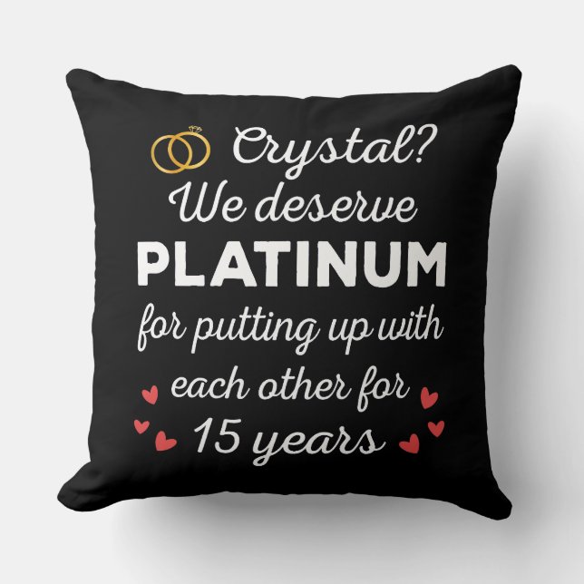 15th Wedding Anniversary I - Crystal Funny Couple Cushion (Front)
