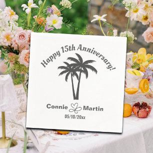 15th Wedding Anniversary Palm Trees Napkin