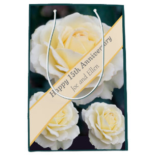 15th Wedding Anniversary, Rose Medium Gift Bag