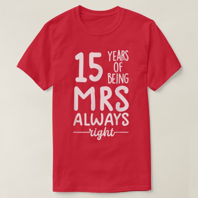 15th wedding anniversary  tee matching couples 15  (Design Front)