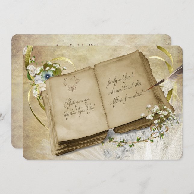 15th Wedding Anniversary Vintage Vow Renewal Invitation (Front/Back)