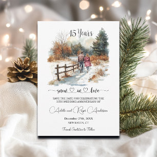 15th Wedding Anniversary Winter Landscape Romantic Save The Date
