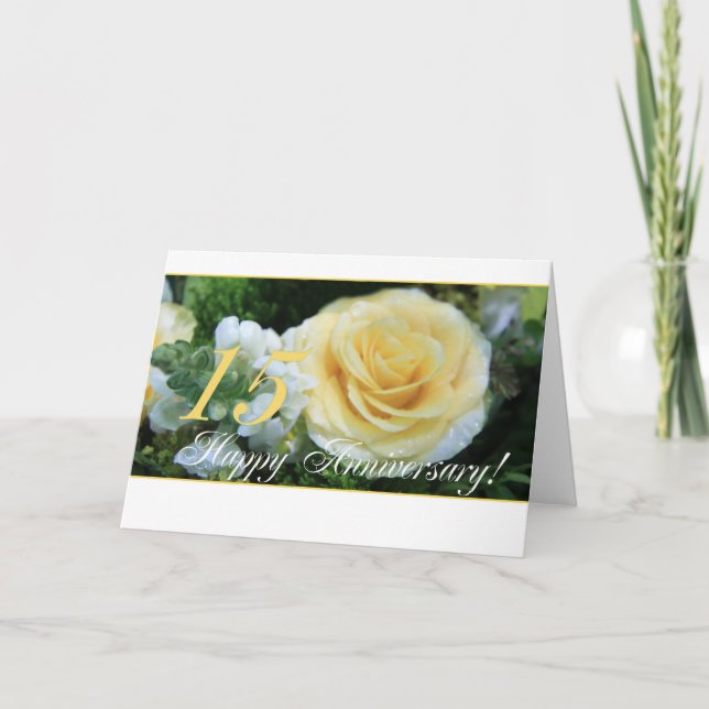15th Wedding Anniversary - Yellow Rose Card (Front)