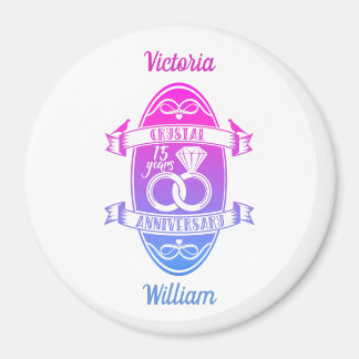 15th Year traditional crystal wedding anniversary Magnet