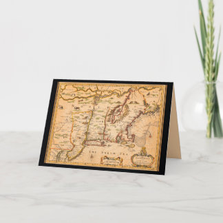 1600s New England Map Native American Settlements Card