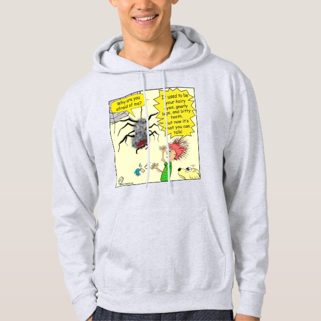 1605 Afraid Of Spiders Cartoon Hoodie (Front)