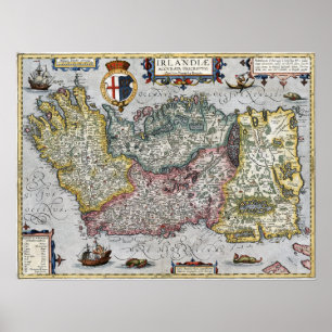 1609 Ireland Map Poster