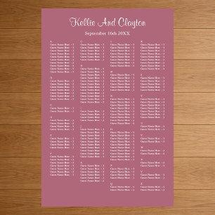 160 Burgundy Simple Wedding Seating Chart