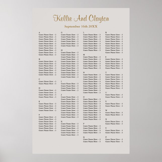 160 Gray Simple Wedding Seating Chart (Front)