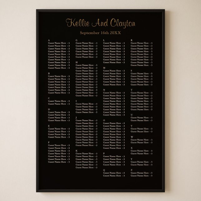 160 Simple Black Wedding Seating Chart (Creator Uploaded)