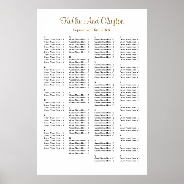 160 Simple Wedding Seating Chart (Front)