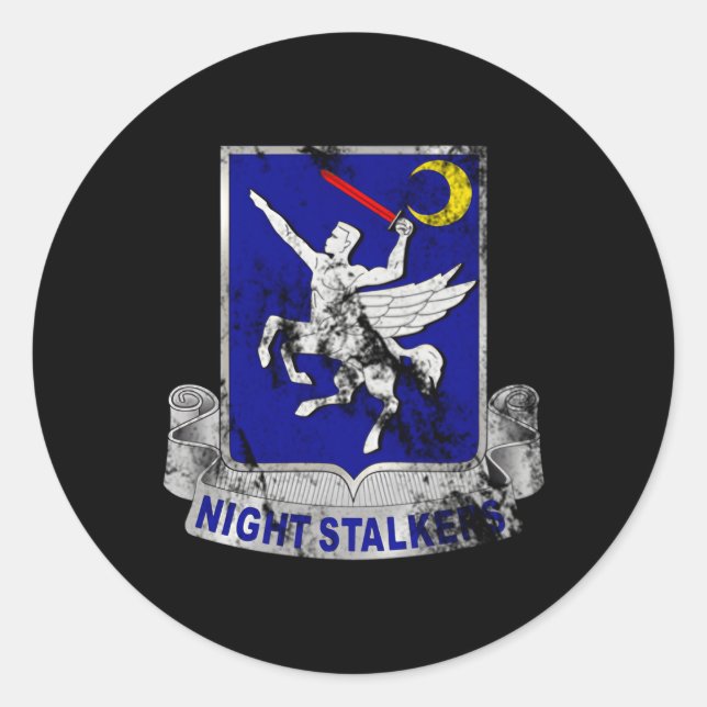 160Th Soar Nightstalkers Dui Distressed Worn Look Classic Round Sticker (Front)