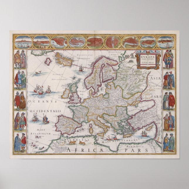 1630 Map of Europe Poster (Front)