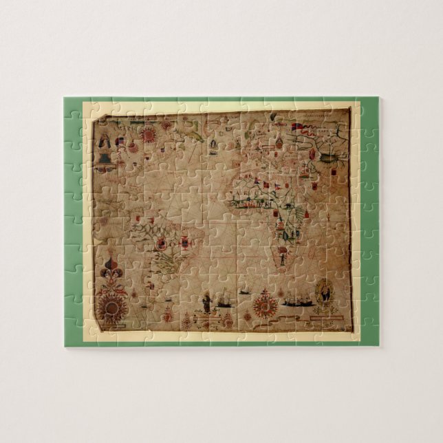 1633 Atantic Ocean Portolan Chart - Pascoal Roiz Jigsaw Puzzle (Horizontal)