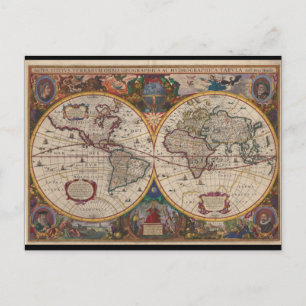 1633 Nova Totius Terrarum Orbis Geographica Postcard
