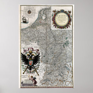 1634 Rhine and Moselle River Map Poster