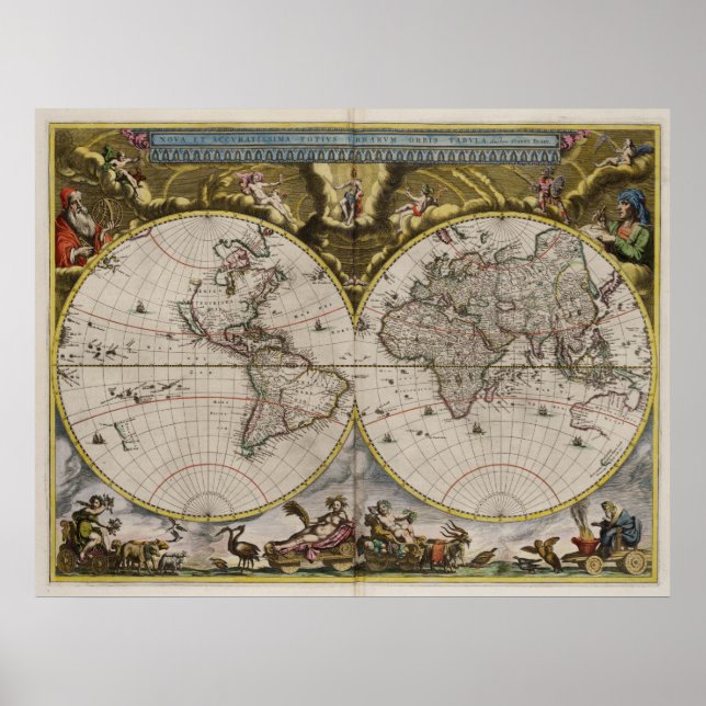 1664 Map of the World Poster (Front)
