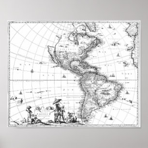 1671 Map Totius Americae Descriptio Poster