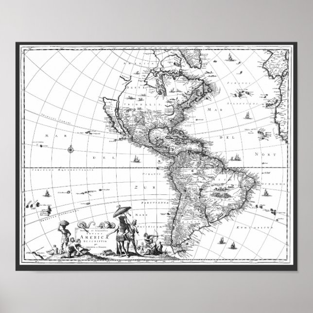 1671 Map Totius Americae Descriptio Poster (Front)
