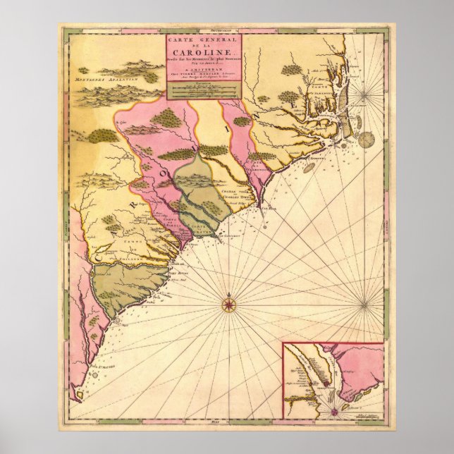 1683 South Carolina Map Poster (Front)