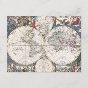 1685 Bormeester Map of the World Postcard