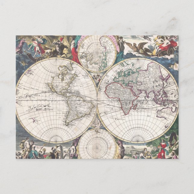 1685 Bormeester Map of the World Postcard (Front)