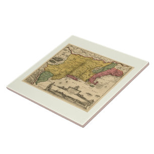 1685 Map - New Belgium, The New World, New England Tile