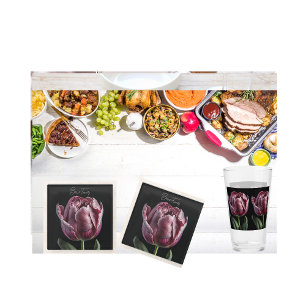 16 0z "Elegant Purple Tulip" American style- Glass