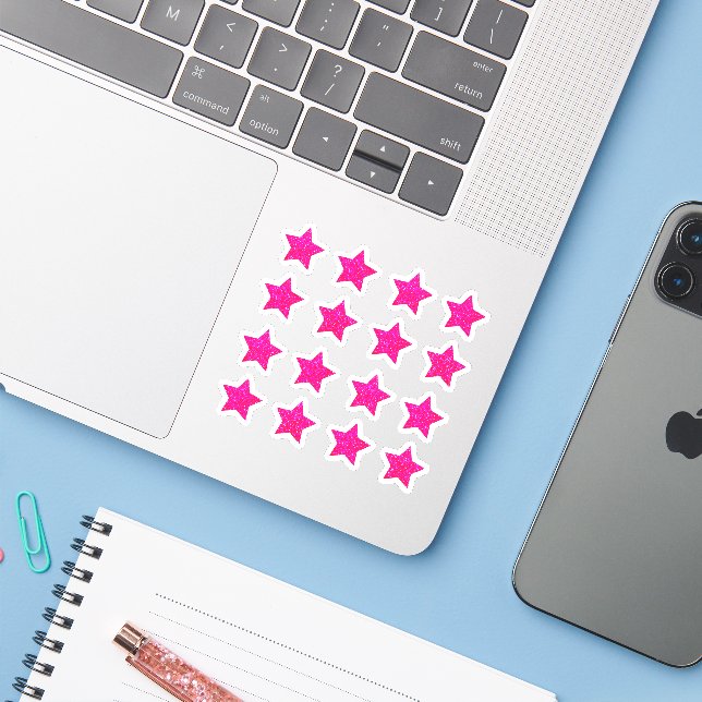 +16 Aesthetic Glitter Pink Star (Laptop w/ iPhone)