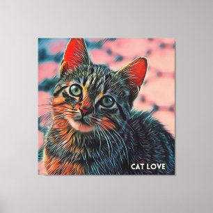 16. Beautiful cute cool colourful lovely cat  Canvas Print
